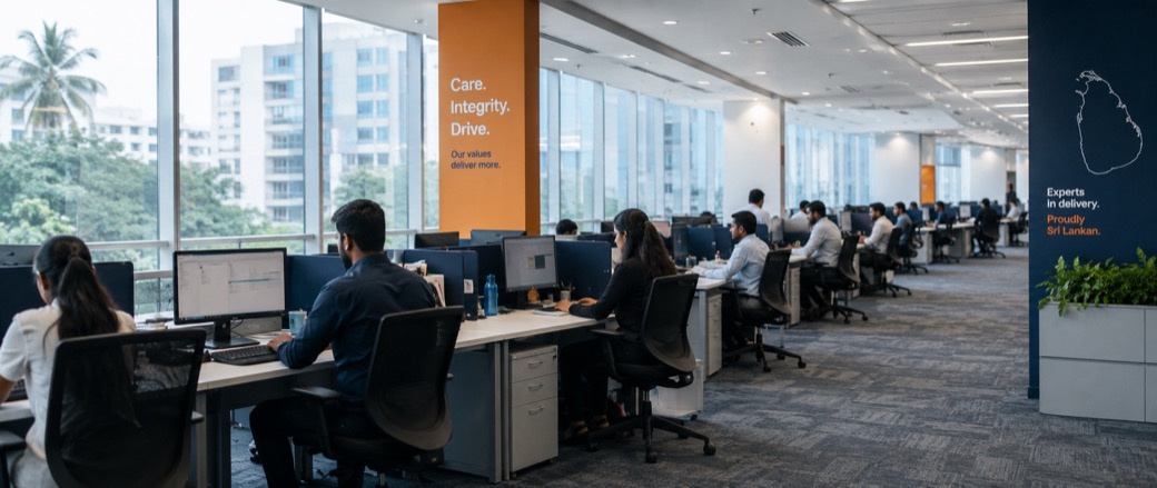 The Offset Shore delivery centre floor in Colombo during UK working hours.